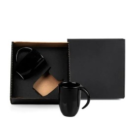 Kit Canecas em Cerâmica Preta 350Ml Personalizado