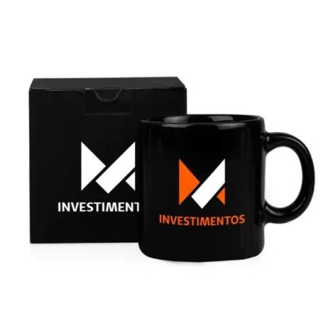 Caneca em Cerâmica Preta 270Ml Personalizada