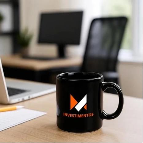 Caneca em Cerâmica Preta 270Ml Personalizada