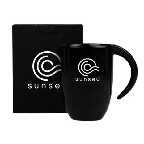 Caneca em Cerâmica Preta 350Ml Personalizada