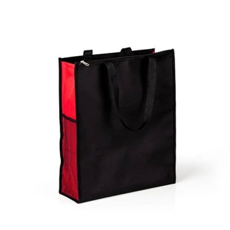 Sacola de Mão em Nylon 600 Preta/Vermelha Personalizado