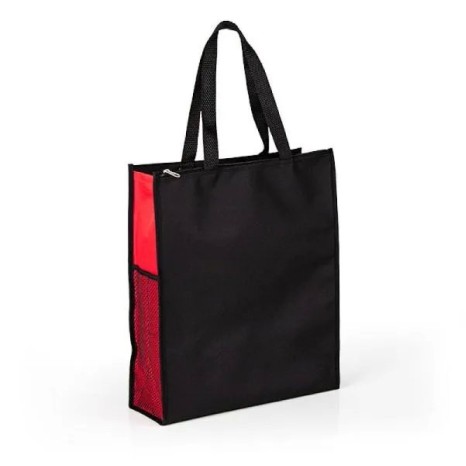 Sacola de Mão em Nylon 600 Preta/Vermelha Personalizado