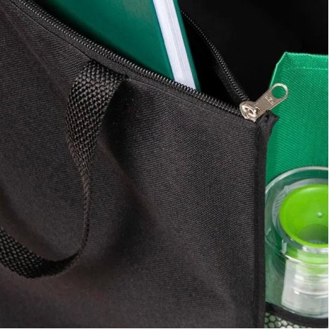 Sacola de Mão em Nylon 600 Preta/Verde Personalizado