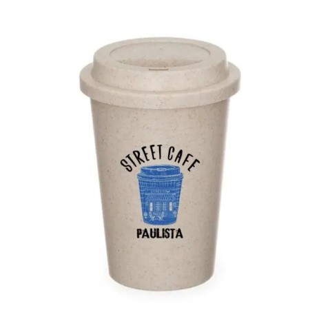 Copo em Fibra de Bambu com Tampa 450Ml Personalizado