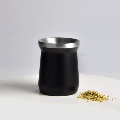 Cuia Térmica em Aço Inox Preto 300Ml Personalizado