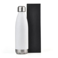 Garrafa com Tampa em Aço Inox Branca 750Ml Personalizado