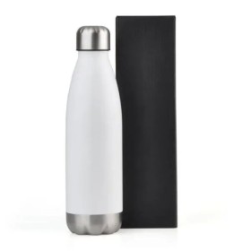 Garrafa com Tampa em Aço Inox Branca 750Ml Personalizado