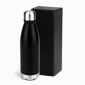 Garrafa com Tampa em Aço Inox Preta 750Ml Personalizado