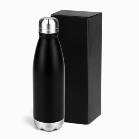Garrafa com Tampa em Aço Inox Preta 750Ml Personalizado