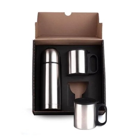 Conjunto de Garrafa e Caneca em Aço Inox 330/180 Ml 3 Pçs Personalizado