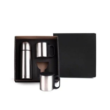 Conjunto de Garrafa e Caneca em Aço Inox 330/180 Ml 3 Pçs Personalizado