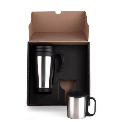 Conjunto de Canecas em Aço Inox 400/180 Ml 2 Pçs Personalizado