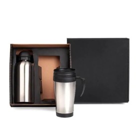 Conjunto de Squeeze e Caneca em Aço Inox 600/410 Ml- 2 Pçs Personalizado