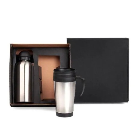 Conjunto de Squeeze e Caneca em Aço Inox 600/410 Ml- 2 Pçs Personalizado