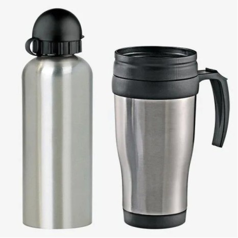 Conjunto de Squeeze e Caneca em Aço Inox 600/410 Ml- 2 Pçs Personalizado
