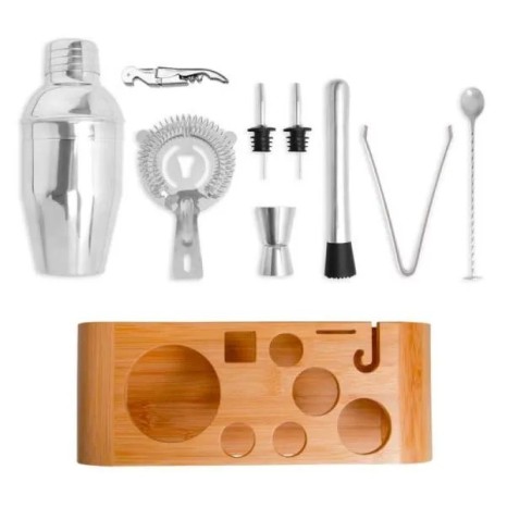 Kit Bar com Base em Bambu 11 Pçs Personalizado