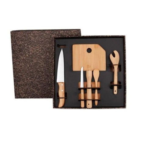 Kit para Bar em Bambu / Madeira Mônaco 6 Pçs Personalizado