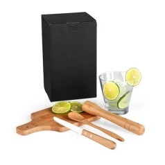 Kit para Caipirinha em Bambu / Madeira / Inox 0,35 L 5 Pçs Personalizado