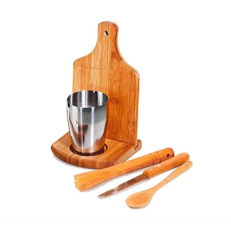Kit para Caipirinha em Bambu /Madeira Iriza 0,35 L 6 Pçs Personalizado