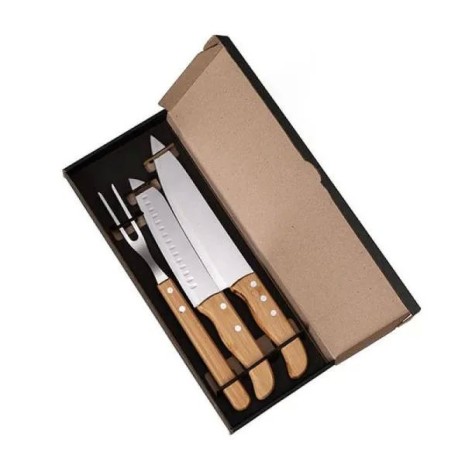 Kit com Faca 8", Faca Santoku e Garfo 3 Pçs Personalizado