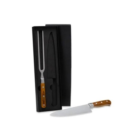 Conjunto de Faca e Garfo Premium em Madeira / Inox 2 Pçs Personalizado