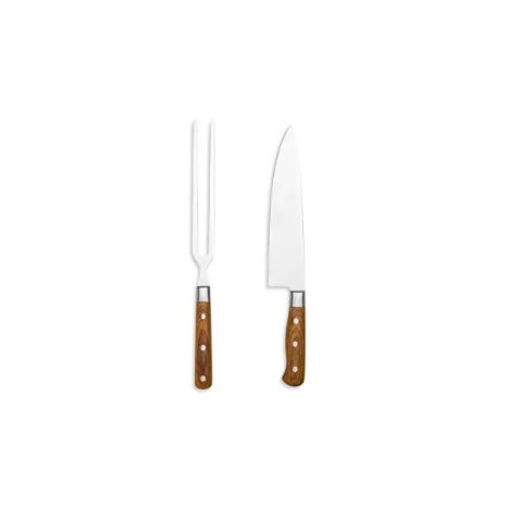 Conjunto de Faca e Garfo Premium em Madeira / Inox 2 Pçs Personalizado