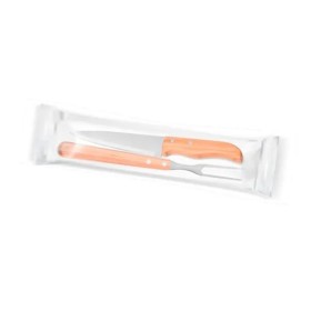 Kit de Garfo e Faca 7" em Bambu / Madeira / Inox 2 Pçs Personalizado