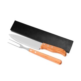 Conjunto de Garfo e Faca 8" em Bambu / Madeira / Inox 2 Pçs Personalizado