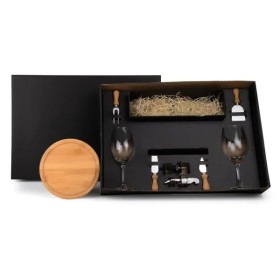 Kit Queijo e Vinho com Espaço para Garrafa 9 Pçs Personalizado