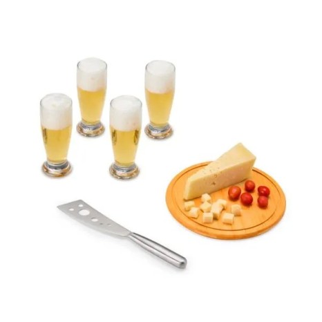 Kit Queijo e Cerveja 6 Pçs com Faca Personalizado