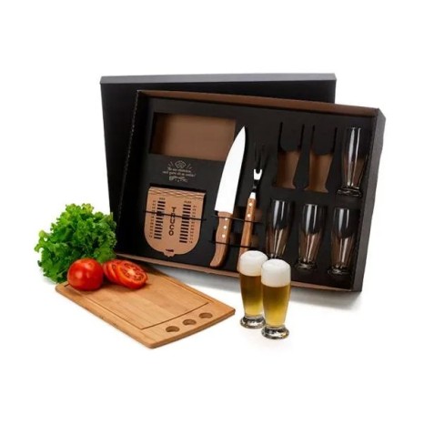 Kit Churrasco, Cerveja e Truco 10 Pçs com Jogo de Baralho Personalizado