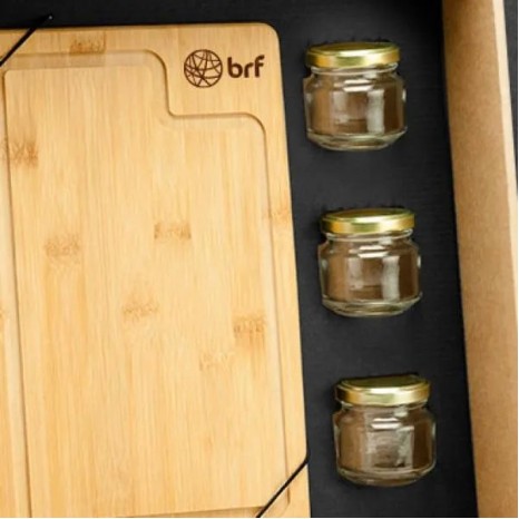 Conjunto para Cozinha e Tempero em Bambu/Inox 6 Pçs Personalizado