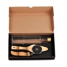 Kit para Pizza com Cortador, Espátula e Garrafa 3 Pçs Personalizado
