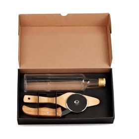 Kit para Pizza com Cortador, Espátula e Garrafa 3 Pçs Personalizado