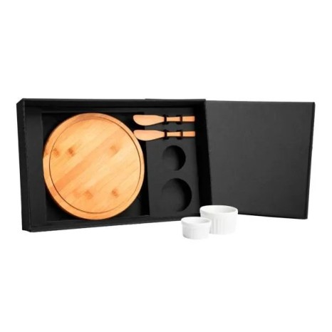 Kit para Petisco com Tábua Redonda 5 Pçs Personalizado