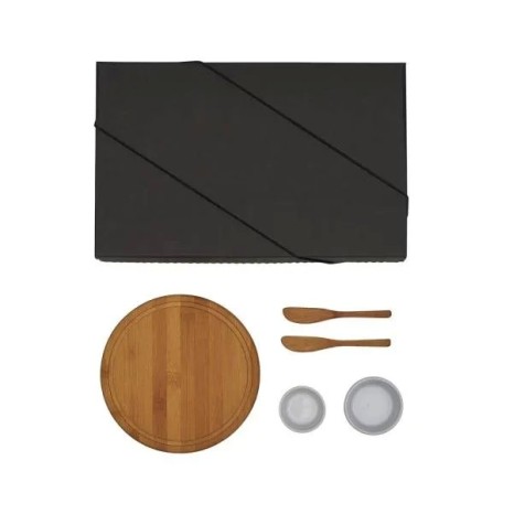 Kit para Petisco com Tábua Redonda 5 Pçs Personalizado