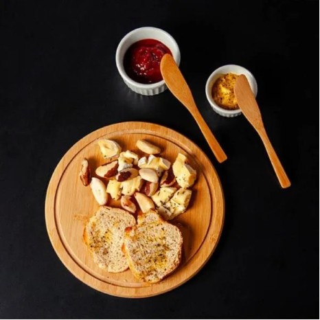 Kit para Petisco com Tábua Redonda 5 Pçs Personalizado