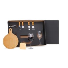 Kit Queijo e Vinho com Tábua Redonda 8 Pçs Personalizado