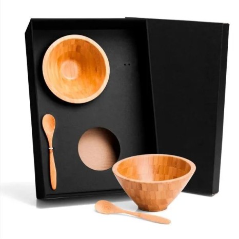 Kit para Café Da Manhã em Bambu 4 Pçs Personalizado