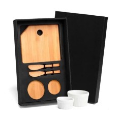 Kit para Petisco com Tábua, Espátulas e Ramekins 5 Pçs Personalizado