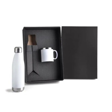 Kit com Garrafa e Caneca Branca Personalizado