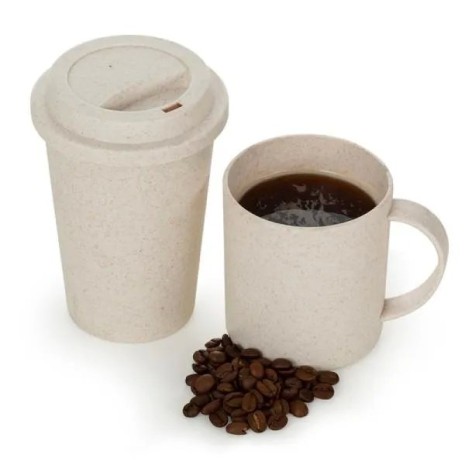 Kit com Copo e Caneca em Fibra de Bambu Personalizado