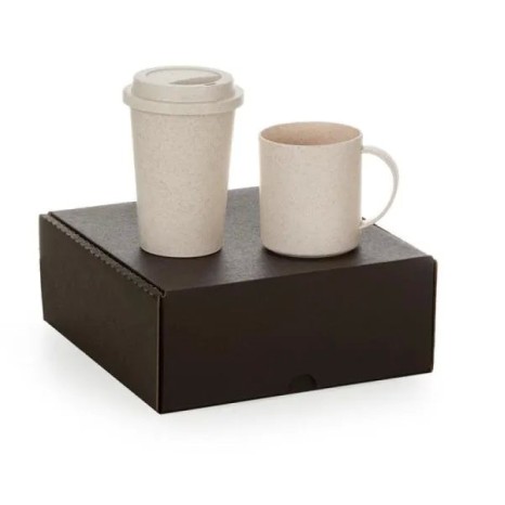 Kit com Copo e Caneca em Fibra de Bambu Personalizado