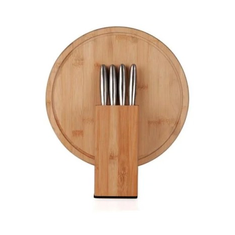 Conjunto para Queijo com Cepo em Bambu / Inox 6 Pçs Personalizado