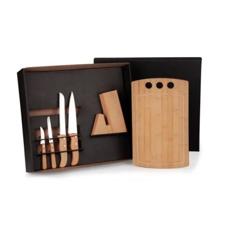 Conjunto para Cozinha com Cepo em Bambu / Inox 6 Pçs Personalizado