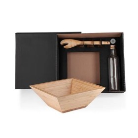 Kit para Salada com Garrafa Bambu / Vidro 3 Pçs Personalizado