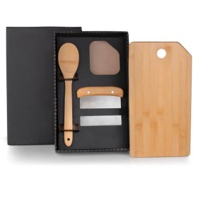 Kit para Cozinha em Bambu / Inox com Espátula Multiuso 3 Pçs Personalizado