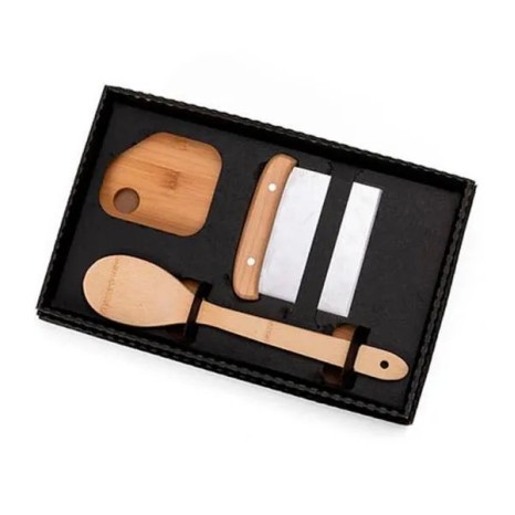 Kit para Cozinha em Bambu / Inox com Espátula Multiuso 3 Pçs Personalizado