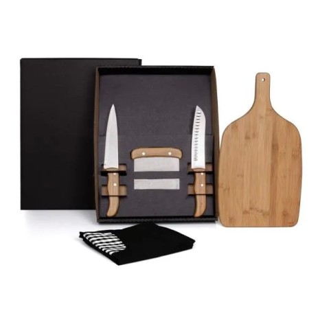 Kit para Cozinha em Bambu / Inox com Espátula Multiuso 4 Pçs Personalizado