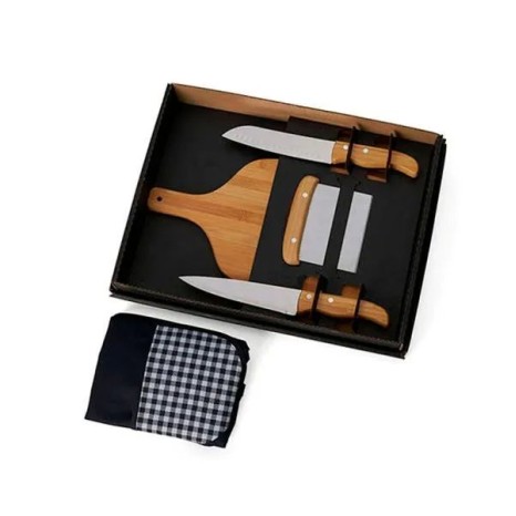 Kit para Cozinha em Bambu / Inox com Espátula Multiuso 4 Pçs Personalizado